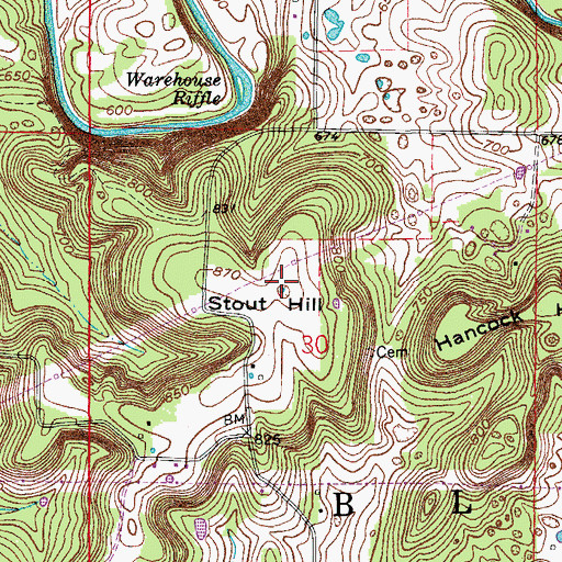 Topographic Map of Stout Hill, IN