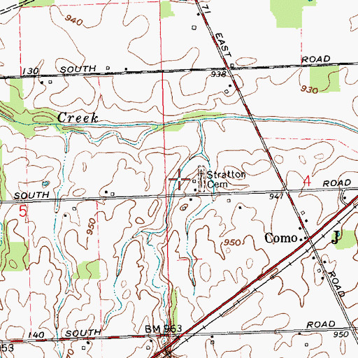 Topographic Map of Stratton Cemetery, IN