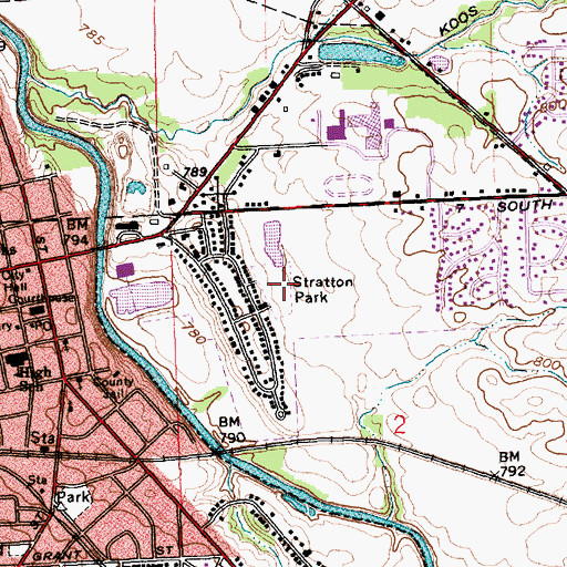 Topographic Map of Stratton Park, IN