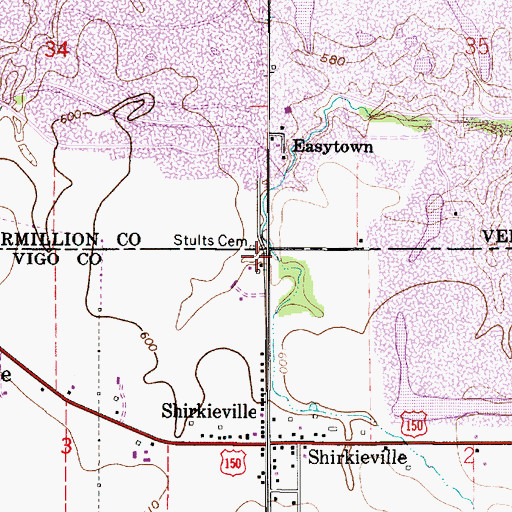 Topographic Map of Stults Cemetery, IN
