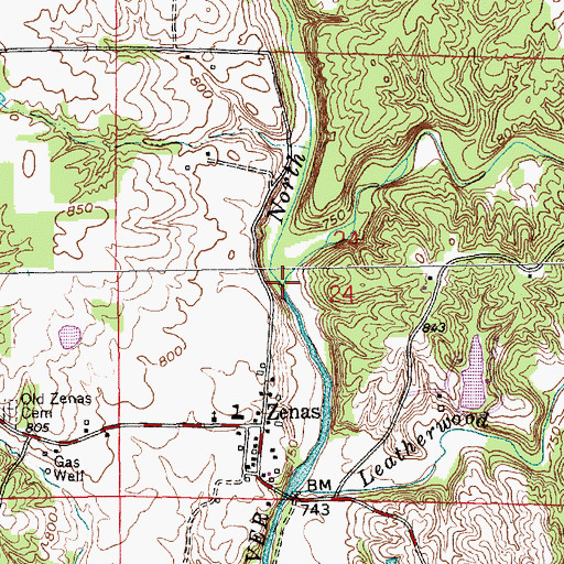 Topographic Map of Sugar Creek, IN