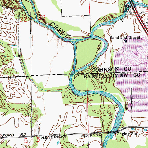 Topographic Map of Sugar Creek, IN