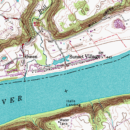 Topographic Map of Sunset Village, IN