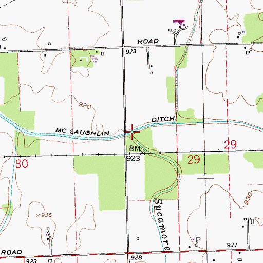 Topographic Map of Sycamore Fork, IN