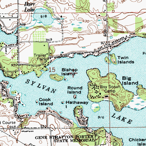 Topographic Map of Sylvan Lake, IN