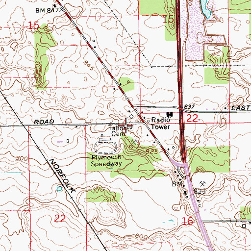 Topographic Map of Tabor Cemetery, IN