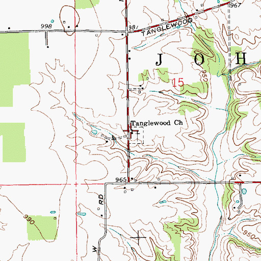 Topographic Map of Tanglewood Church, IN
