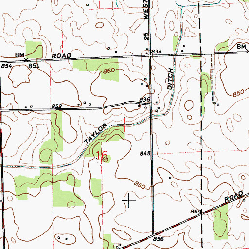 Topographic Map of Taylor Ditch, IN