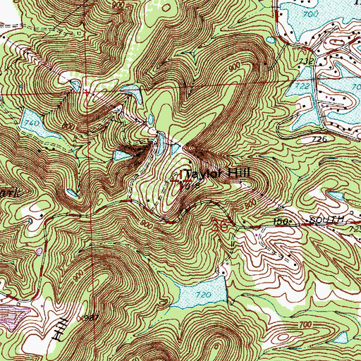 Topographic Map of Taylor Hill, IN