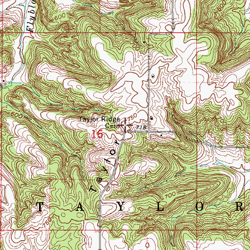 Topographic Map of Taylor Ridge Cemetery, IN
