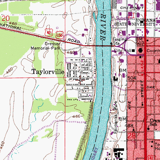 Topographic Map of Taylorville, IN
