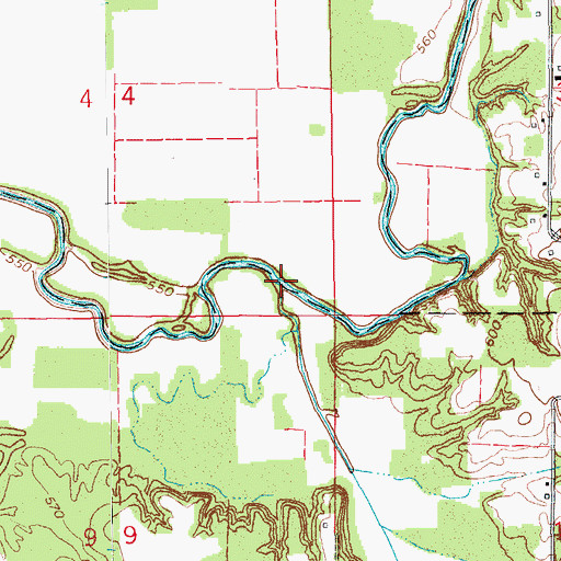Topographic Map of Tea Creek, IN