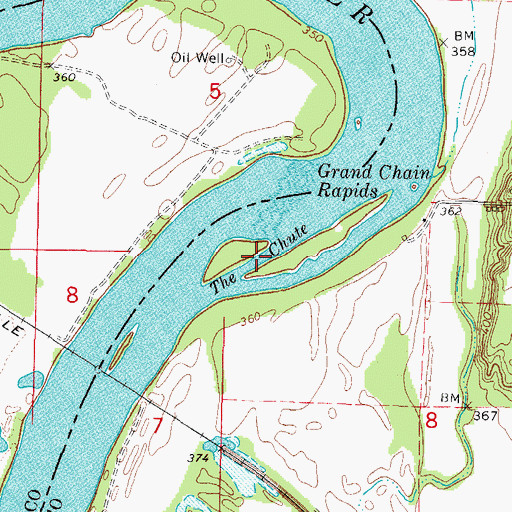 Topographic Map of The Chute, IN