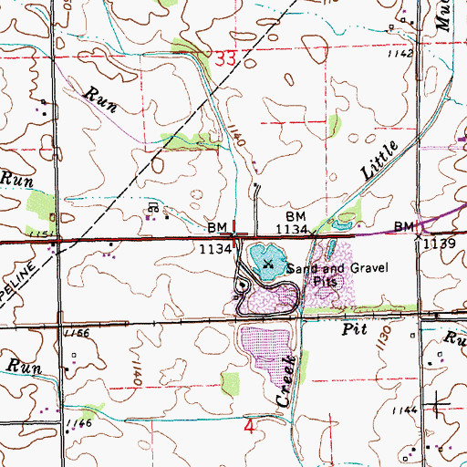 Topographic Map of Thin Run, IN