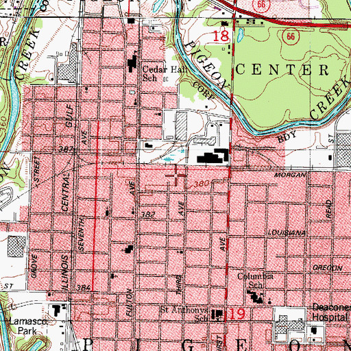 Topographic Map of Third Avenue School, IN