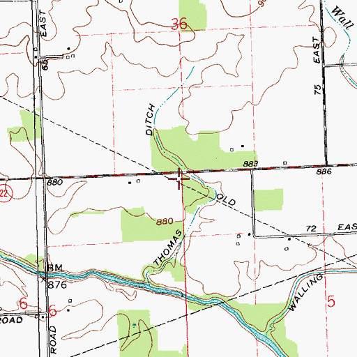 Topographic Map of Thomas Ditch, IN