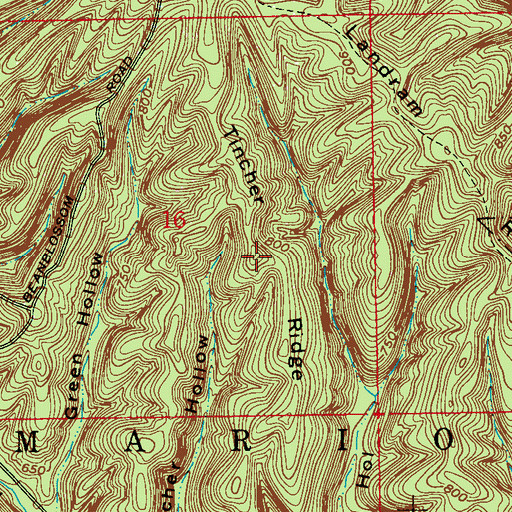 Topographic Map of Tincher Ridge, IN