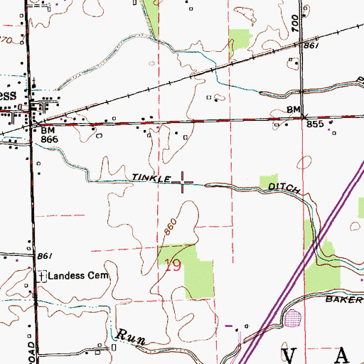 Topographic Map of Tinkle Ditch, IN