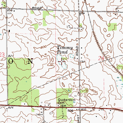Topographic Map of Tommy Pond, IN