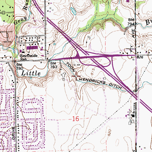 Topographic Map of Toon Hendricks Ditch, IN