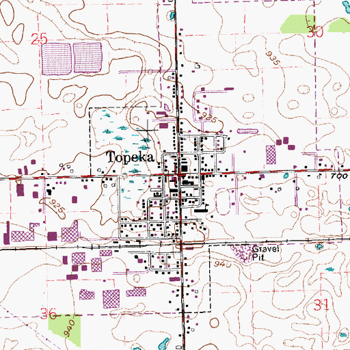 Topographic Map of Topeka, IN