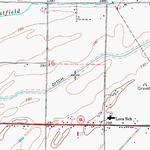 Topographic Map of Tower Ditch, IN