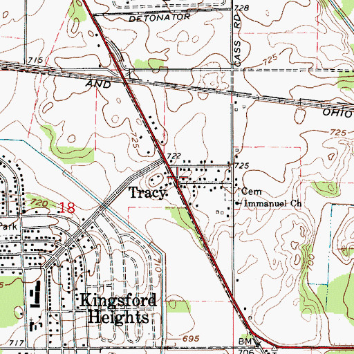 Topographic Map of Tracy, IN
