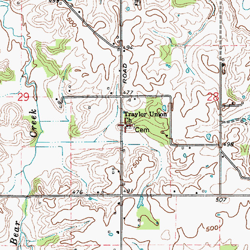 Topographic Map of Traylor Union Church, IN