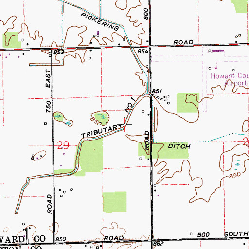 Topographic Map of Tributary Number One, IN
