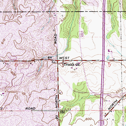 Topographic Map of Trinity Church, IN