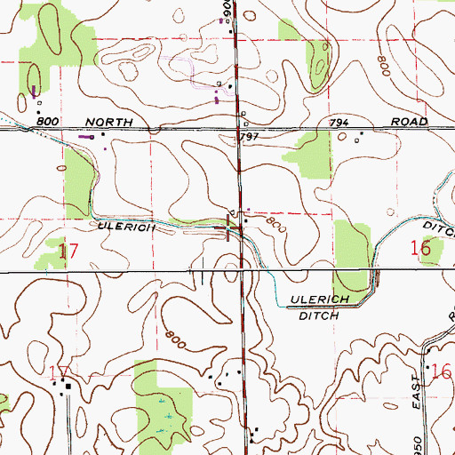 Topographic Map of Ulerich Ditch, IN
