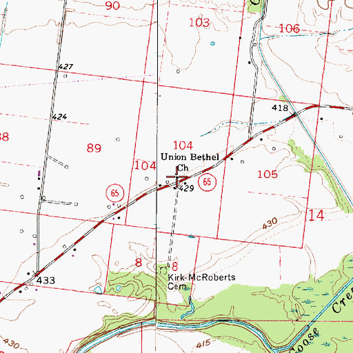 Topographic Map of Union Bethel Church, IN