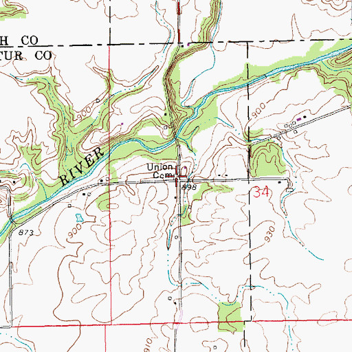 Topographic Map of Union Cemetery, IN