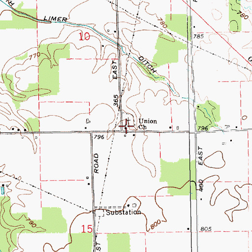 Topographic Map of Union Church, IN