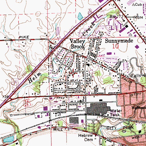 Topographic Map of Valley Brook, IN