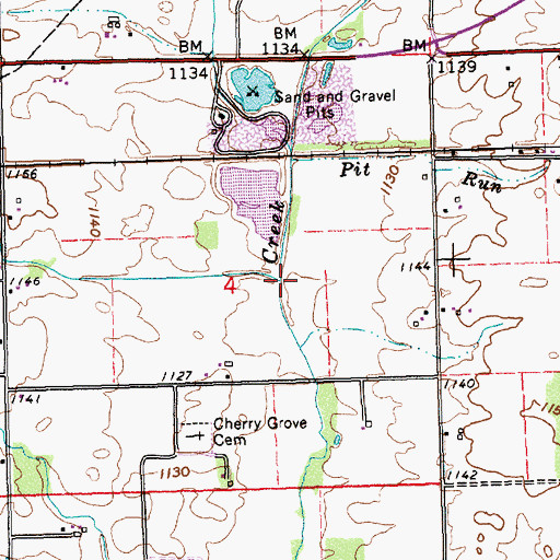 Topographic Map of Vandyke Run, IN