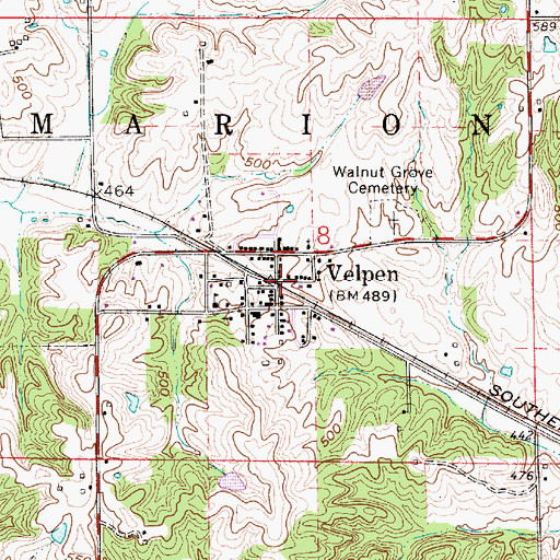 Topographic Map of Velpen, IN