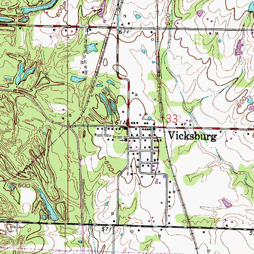 Topographic Map of Vicksburg, IN