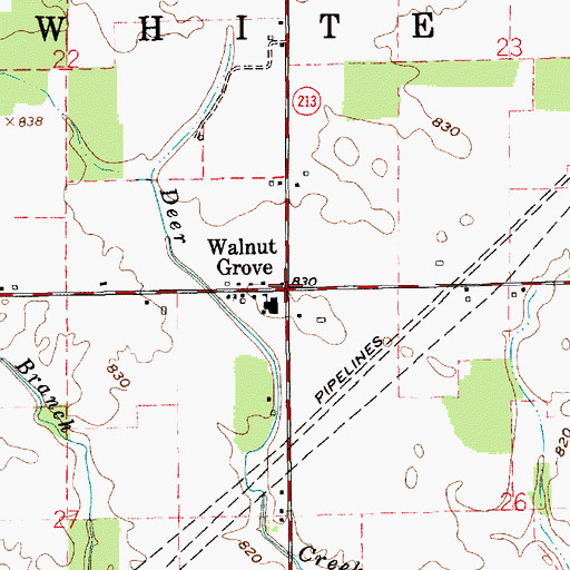 Topographic Map of Walnut Grove, IN