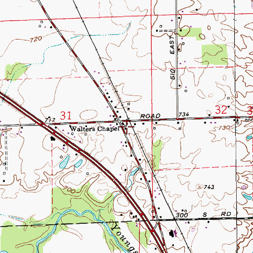 Topographic Map of Walters Chapel, IN