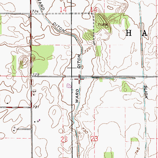 Topographic Map of Ward Ditch, IN
