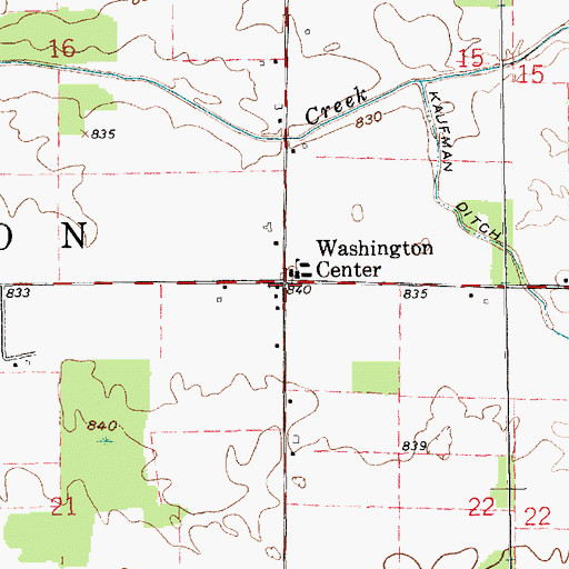 Topographic Map of Washington Center, IN