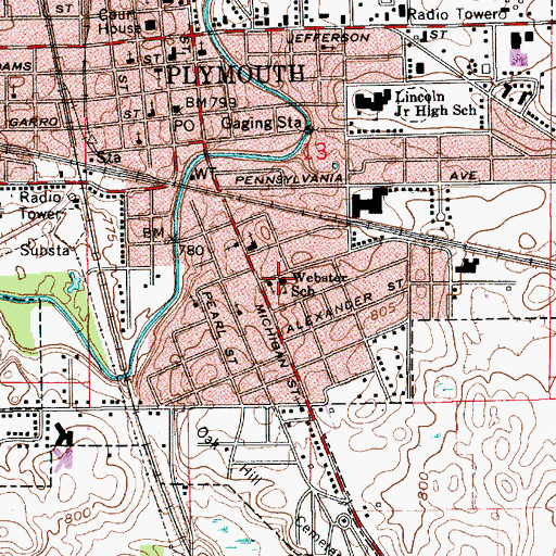 Topographic Map of Webster Elementary School, IN