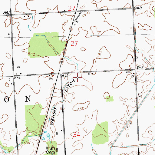Topographic Map of Weicht Ditch, IN