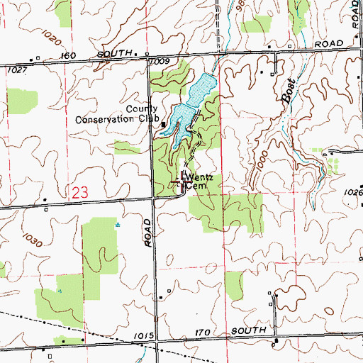 Topographic Map of Wentz Cemetery, IN