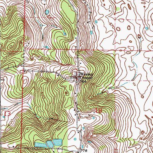 Topographic Map of Wesley Chapel, IN