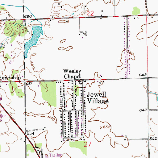 Topographic Map of Wesley Chapel, IN