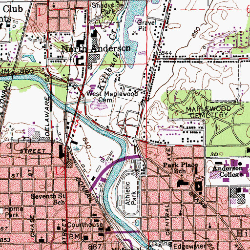 Topographic Map of West Maplewood Cemetery, IN