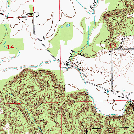 Topographic Map of Whiskey Run, IN