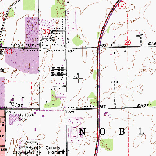 Topographic Map of White River Elementary School, IN
